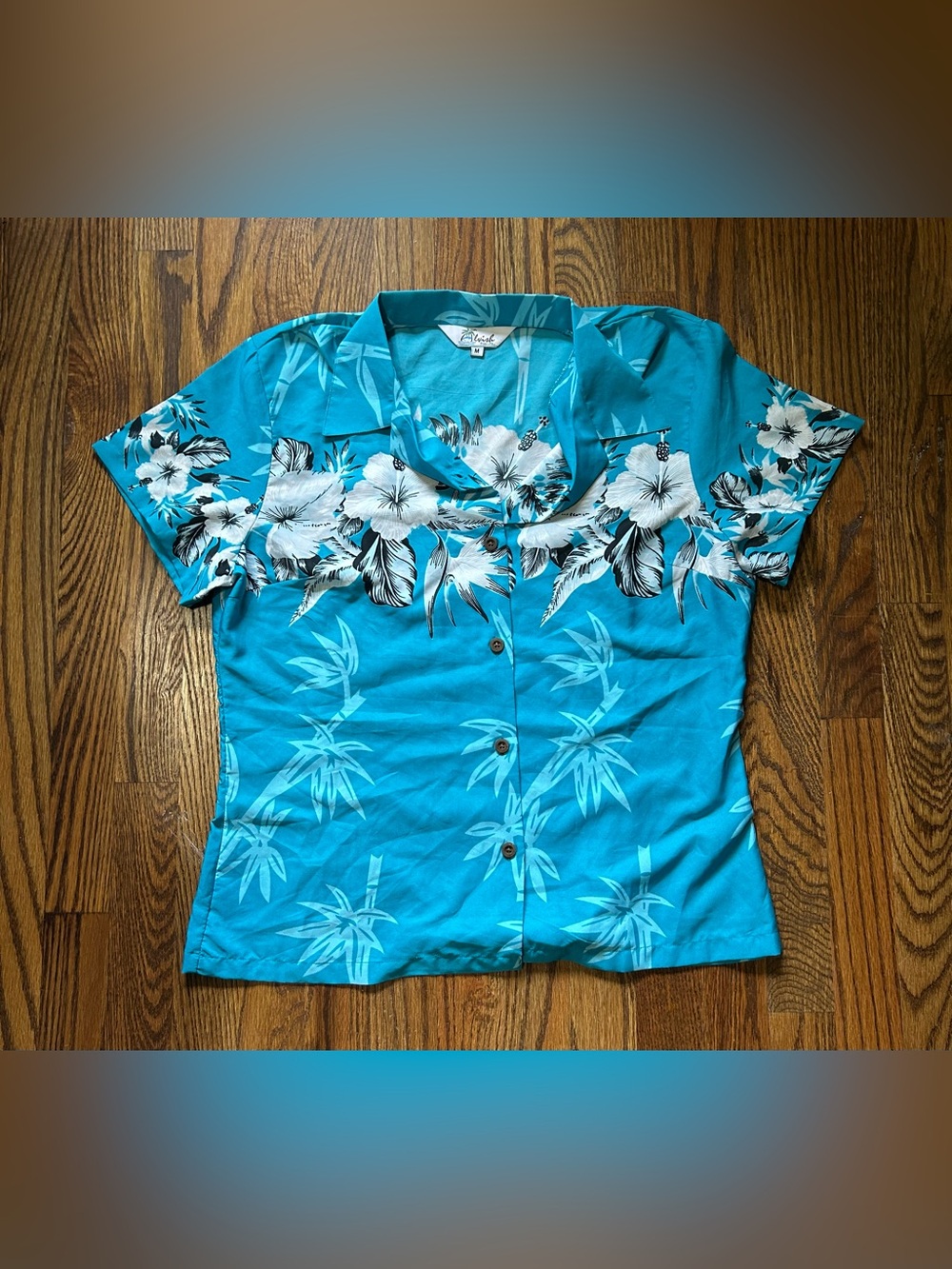 Turquoise Floral Button-Down Shirt